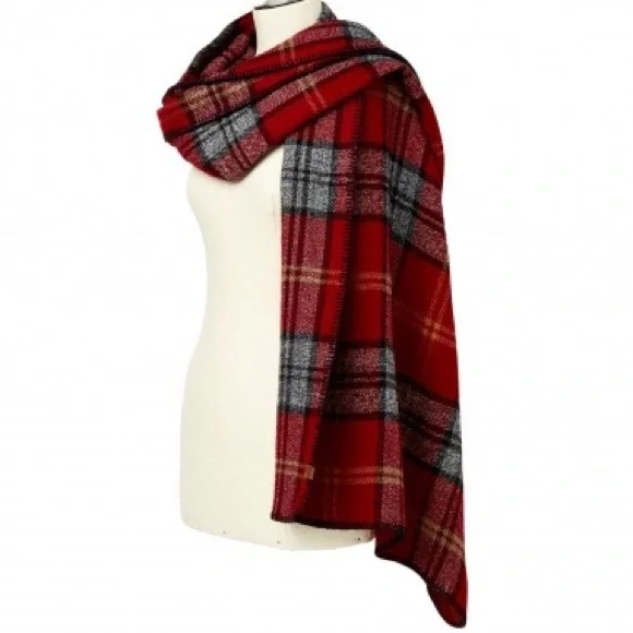 Roots Accessories Nwt Roots Smoke Lake Plaid Blanket Scarf